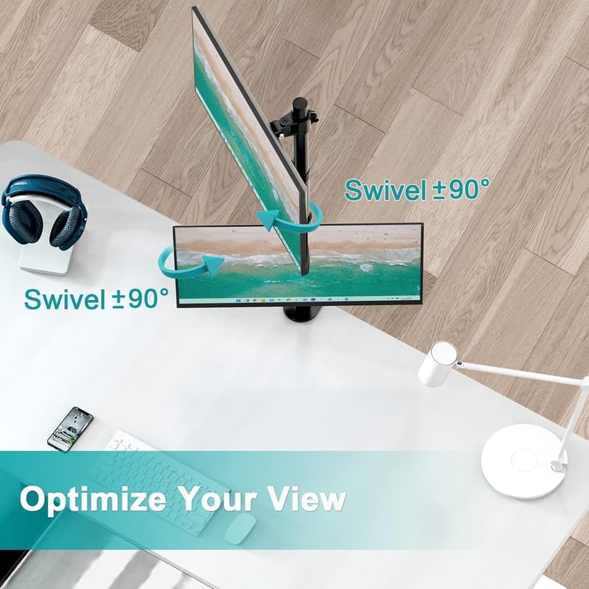 MOUNT PRO Vertical Dual Monitor Stand, Stacked Monitor Mount for 2 Monitors Up to 32 inches, Computer Monitor Arm with Swivel, Tilt, Height Adjustable, Each Monitor Desk Mount Holds up to 17.6 lbs