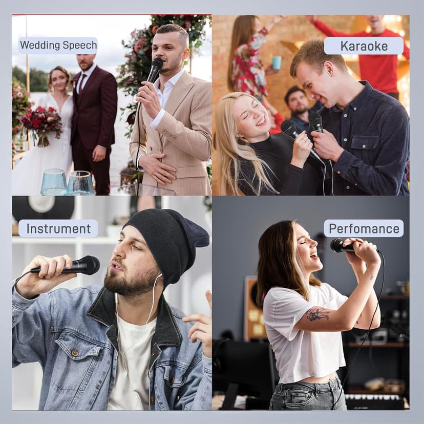 SUDOTACK Karaoke Microphone Wired Handheld: Dynamic Vocal Mic for PA System Speakers AMP with 9.84ft Cable and ON/Off Switch 1/4” Plug for Public Speaking