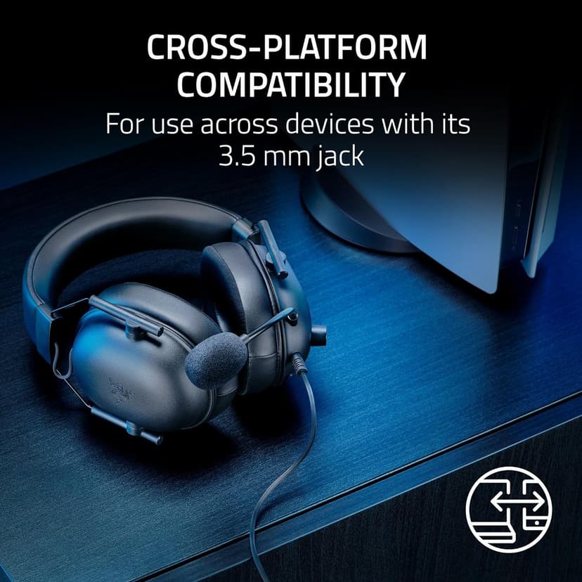Razer BlackShark V2 X PlayStation Gaming Headset: 50mm Drivers - Cardioid Mic - Lightweight - Comfortable, Noise Isolating Earcups - for PS5, Xbox Series X, PC, Switch via 3.5 mm Audio Jack - Black