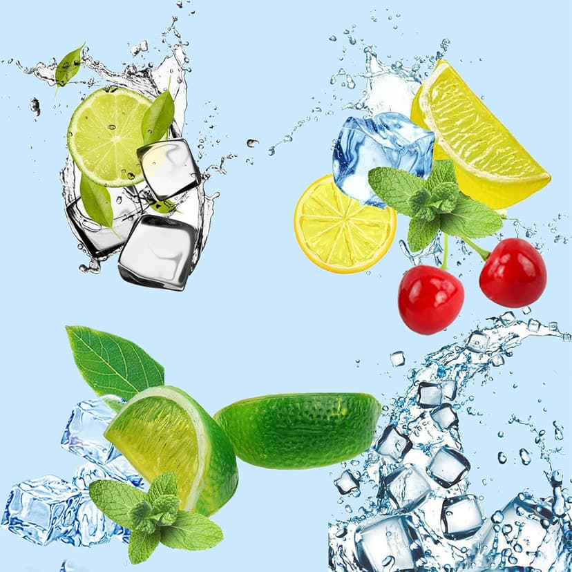 40 Pcs Fake Crushed Ice and Square Ice Rocks,10 Pcs Artificial Fruit Lemon Slices, 4 Pcs Simulation Lemon Blocks and 10 Pcs Lifelike Cherries for Home Kitchen Decoration Photography Prop