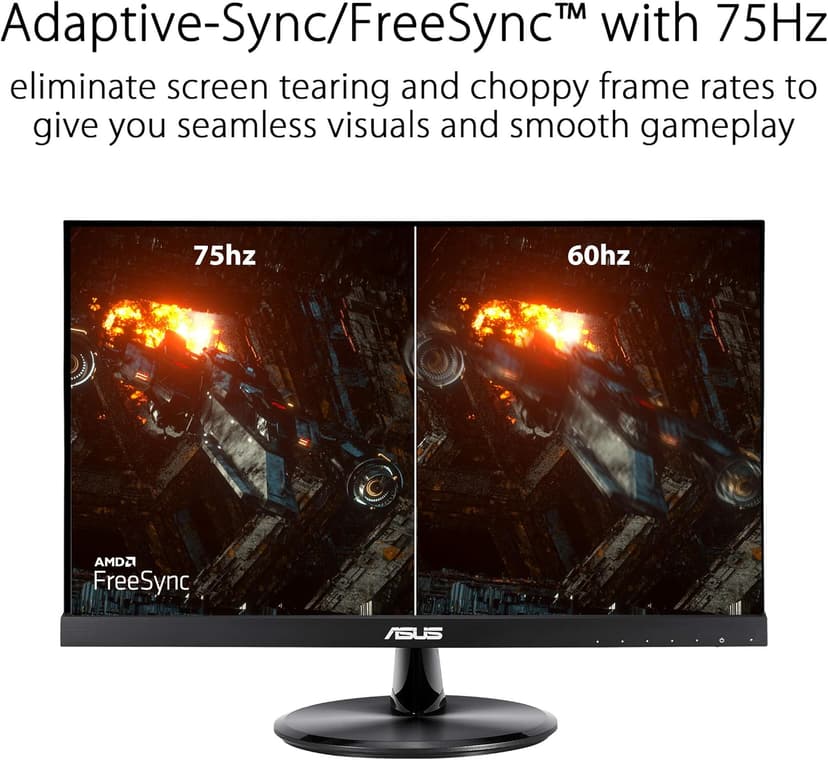 ASUS VP229Q 21.5” Monitor, 1080P Full HD, 75Hz, IPS, FreeSync/Adaptive-Sync, Eye Care, HDMI DisplayPort VGA, Frameless, VESA Wall Mountable BLACK