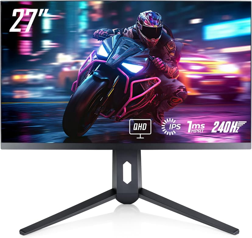 GTek 240Hz 2K Gaming Monitor, 27 Inch Display Full WQHD 2560 x 1440P, Extreme Low Motion Blur, Fast IPS 1ms MPRT, DisplayPort/HDMI, VESA - Q2740P