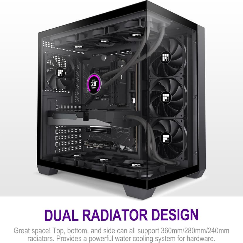 F300 (2025) PC Case - Pre-Installed 4 No RGB Fan, ATX Mid-Tower Gaming PC Case, 270° Panoramic Glass with Type-C, FOIFKIN (Black)