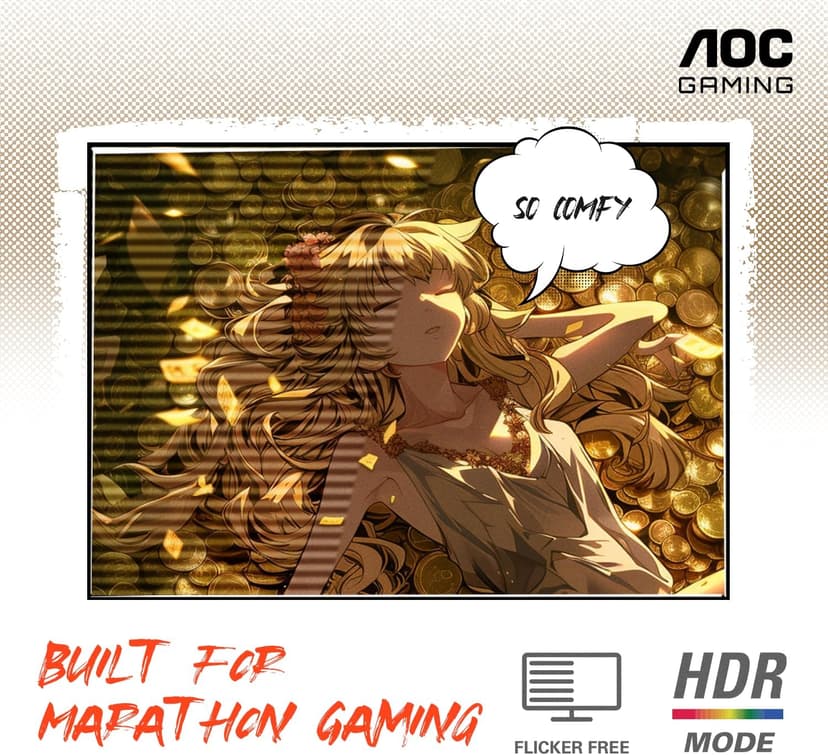 AOC 24G4E 24" Gaming Monitor, Full HD 1920x1080 IPS Panel, 180Hz 1ms, 1x HDMI 2.0, 1x Display Port, Adaptive-Sync, Audio Earphone Out, Console Gaming Ready, 3-Year Zero-Bright-Dot
