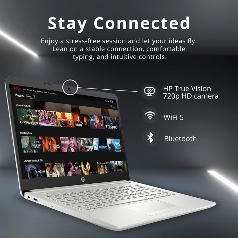 HP Stream 14" HD BrightView Laptop, Intel Celeron N4120 Processor, 16GB RAM, 64GB SSD, Intel UHD Graphics, 720p Webcam, WiFi, HDMI, Win 11 S, Silver (Renewed)