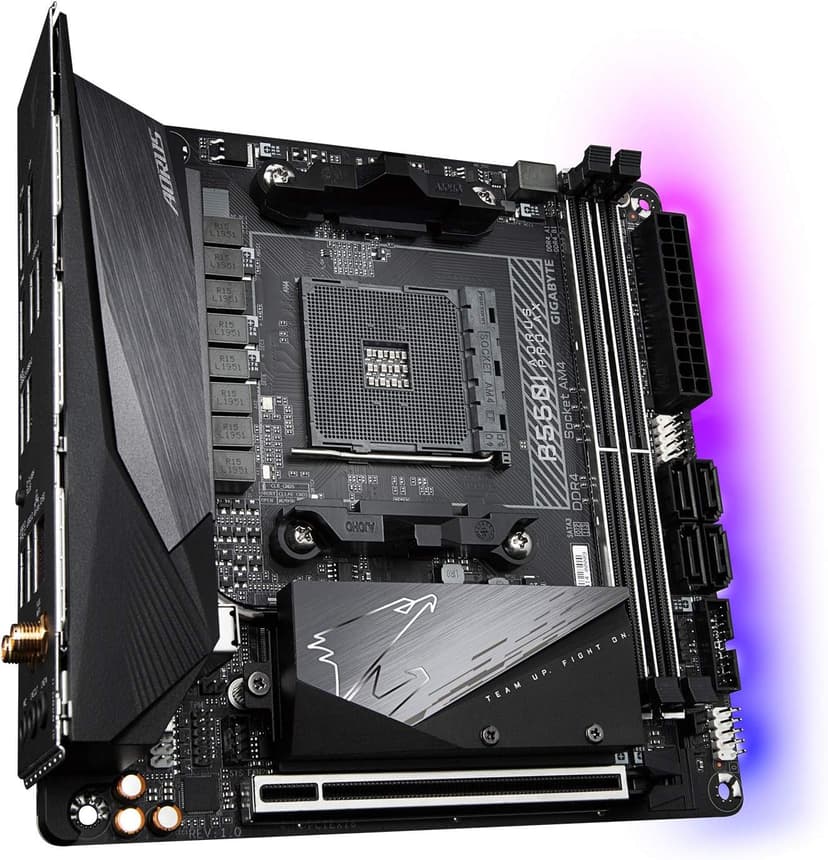 GIGABYTE B550I AORUS PRO AX (AM4 AMD/B550/Mini-Itx/Dual M.2/SATA 6Gb/s/USB 3.2 Gen 1/WiFi 6/2.5 GbE LAN/PCIe4.0/Realtek ALC1220-Vb/DisplayPort 1.4/2xHDMI 2.0B/RGB Fusion 2.0/DDR4/Gaming Motherboard)