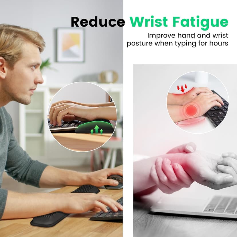 MEKASS Keyboard Wrist Rest, Soft Memory Foam Wrist Support for Keyboard, Keyboard Hand Rest Pad for Wrist Pain Relief, Keyboard Wrist Guard for Long Hours of Work, Gaming, Studying（Classic Black）