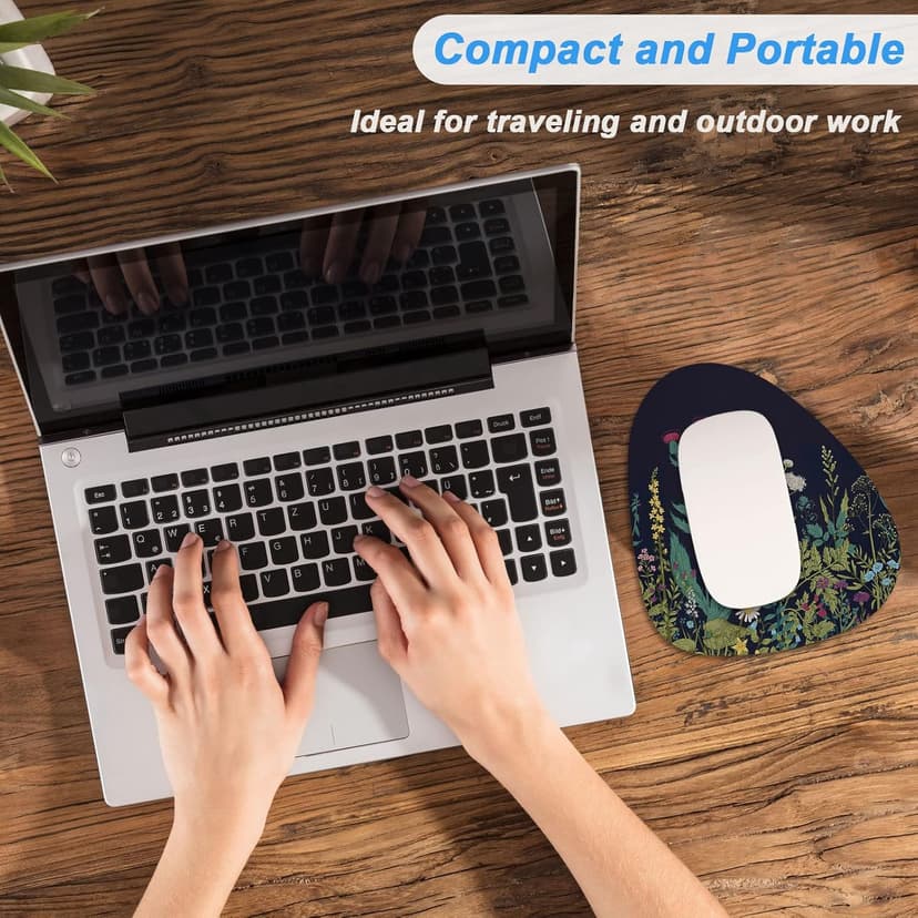 Rimilak Small Mouse Pad 6 x 7 Inch, Irregular Mini Mouse Pad with Non-Slip Rubber Base, Waterproof Compact Mouse Mat for Laptop Computer Wireless Mouse Keyboard Home Office Travel, Midnight Flowers