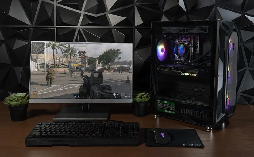 ViprTech Ghost 4.0 Liquid-Cooled PC - AMD Ryzen 7 (4.4Ghz Turbo), RTX 4060 Ti 8GB, 32GB DDR4 3200, 1TB NVMe SSD, VR-Ready, Streaming, WiFi, RGB, Win 11, Gaming Desktop Computer Prebuilt, Black