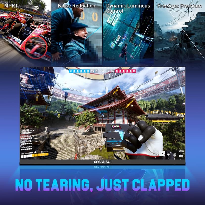 SANSUI 24.5 Inch 300hz 240hz Gaming Monitor, 1080P 1ms FPS PC Monitor Gaming, HDR, FreeSync, DisplayPort x2 HDMI x2, Fast IPS, 120% sRGB, Audio Jack, VESA Support, Desktop Compatible(ES-G25X1 PRO)