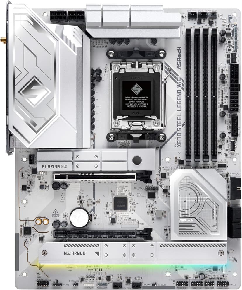 ASRock X870 Steel Legend WiFi 7 AMD Ryzen Socket AM5 ATX Motherboard DDR5 DIMMs 8000 MHz 256 GB SATA3 6.0 Gb/s USB4 M.2