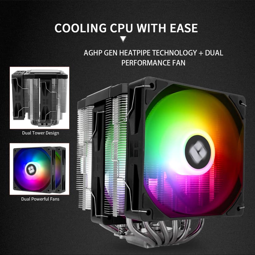 Thermalright Peerless Assassin 120 Digital ARGB Black CPU Air Cooler, Digital Screen Top Cover,6 Heatpipes Computer CPU Cooler, for AM4/AM5,Intel LGA1700/1851/1150/1151/1200, PC Cooler-Black ARGB