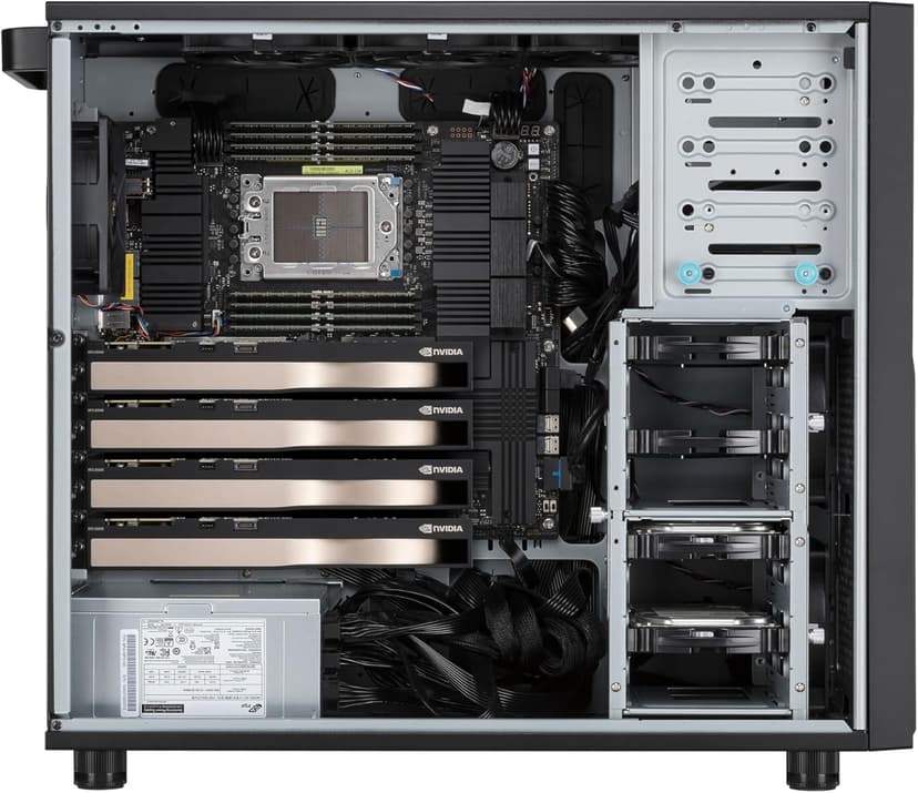 ASUS ExpertCenter Pro ET900A X9-B-2000 Performance AI Barebones Workstation Supports AMD RYZEN™ Threadripper™ PRO 7000, DDR5 ECC, 2X 10GbE, up to 4 NVIDIA® Quadro RTX™, 4X M.2, USB Type-C, 2000W PSU
