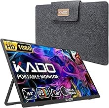 Kado Portable Monitor 15.6'' FHD 1080p, USB-C HDMI Gaming Monitor Ultra-Slim IPS Display Built-in Speakers, External Display 180° Kickstand Wall/Arm Mount for Laptop PC Phone Mac Xbox PS4/PS5 Switch