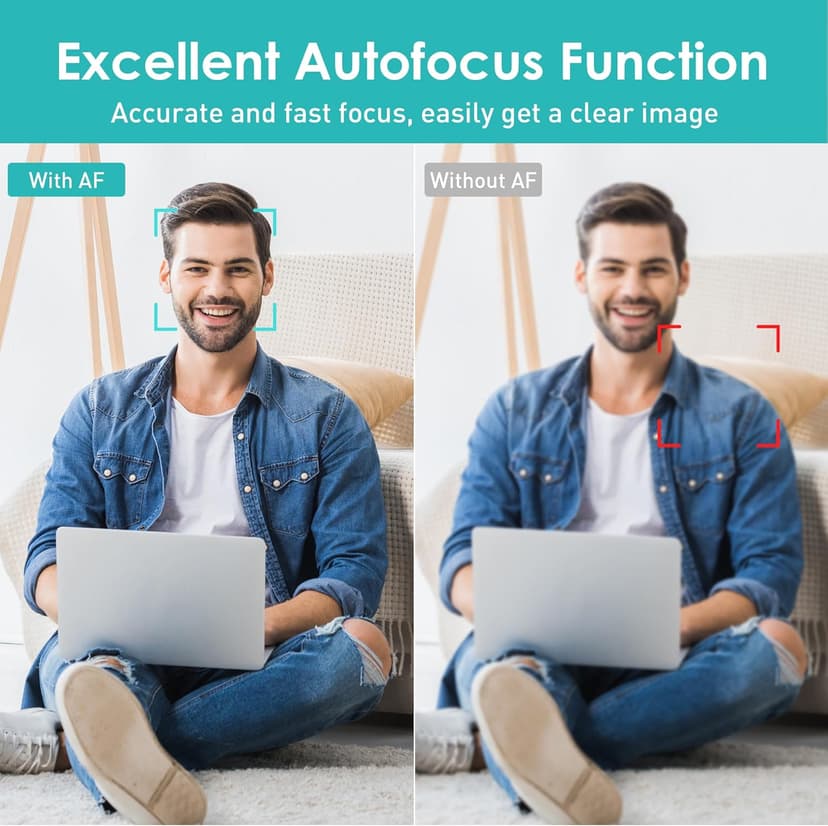 saylas 2K Webcam, FHD Streaming Camera with 2K/30fps, 1080P/60fps, Autofocus, Dual Noise-Cancelling Microphones, Privacy Cover and Tripod, for Computer/Zoom/Skype/Teams/Laptop/MacBook/Windows
