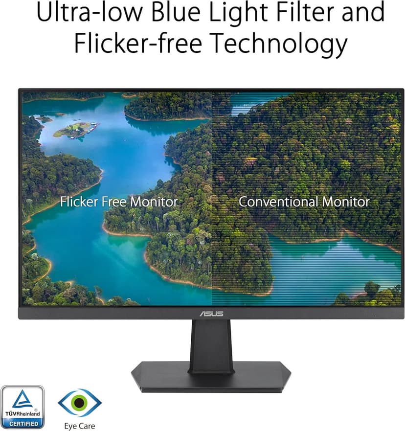 ASUS 27 Inch Monitor - 1080P, IPS, Full HD, Frameless, 100Hz, 1ms, Adaptive-Sync, for Working and Gaming, Low Blue Light, Flicker Free, HDMI, VESA Mountable, Tilt - VA27EHF,Black