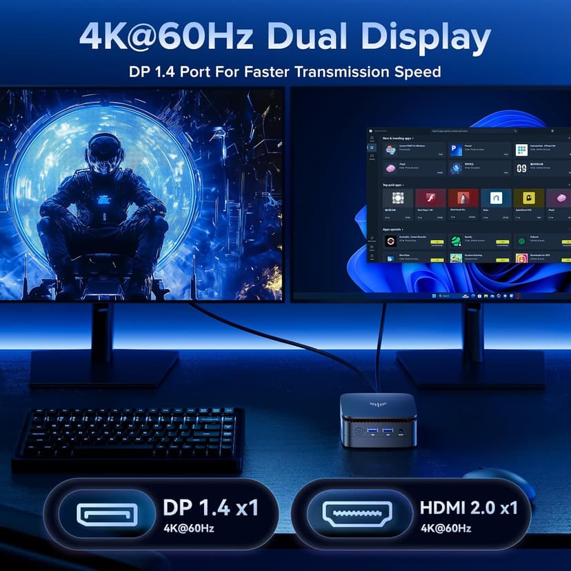 KAMRUI Essenx E1 Mini PC,W-11 Pro 12th N97 Mini Computer(Beat N150,up to 3.6GHz),Mini Desktop Computers 16GB RAM 512GB SSD,Desktop PC Support 4K HDMI+DP,Mini PC with Dual WiFi,Business Home Office