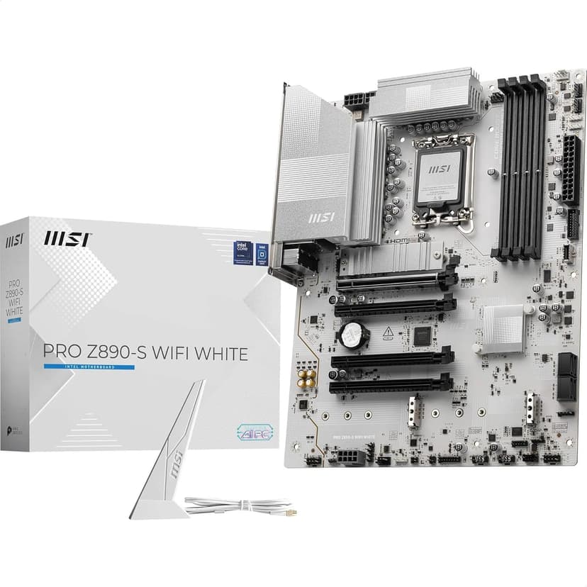 MSI PRO Z890-S WiFi White Motherboard, ATX - Supports Intel Core Ultra Processors (Series 2), LGA 1851 - DDR5 Memory Boost (8600+ MT/s OC), PCIe 5.0 x16 & 4.0 x16, M.2 Gen5, Wi-Fi 7, 2.5G LAN