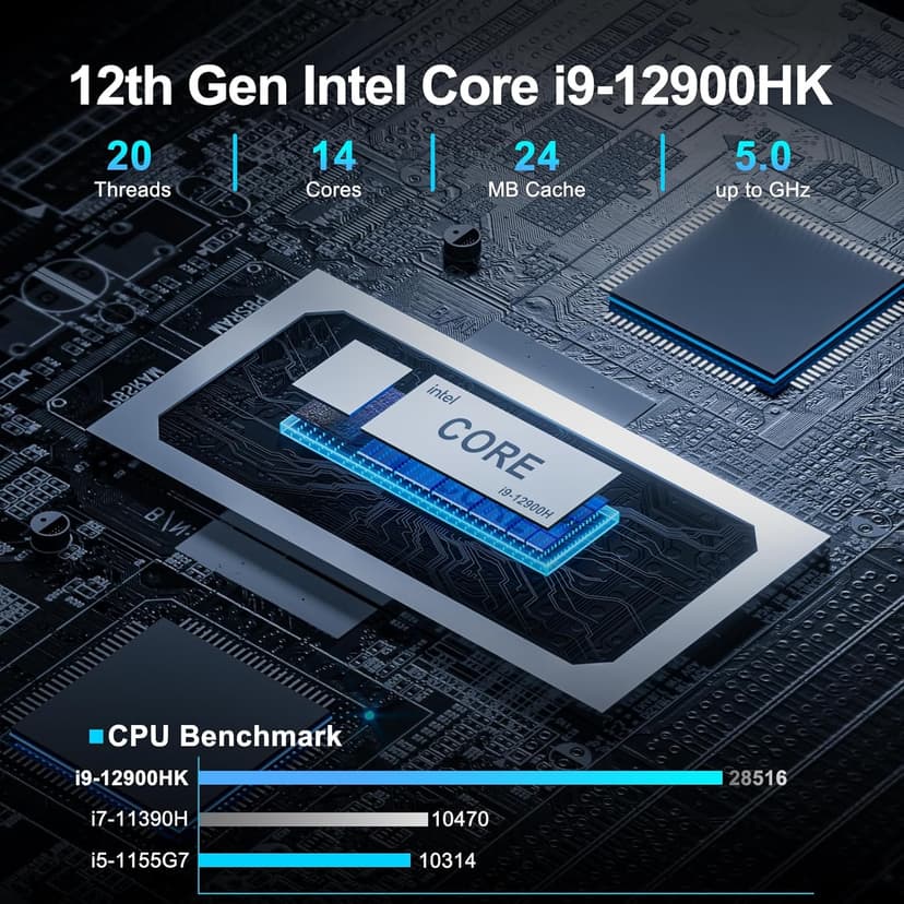 GEEKOM Mini PC XT12 Pro, 12th Gen Intel i9-12900HK NUC12 Mini Computers(14C/20T,Up to 5GHz), 32GB DDR4 RAM & 1TB PCIe Gen 4 SSD Mini PC Windows 11 Pro, 8K/Quad Display/USB4.0/WiFi 6E/BT5.2/2.5G LAN