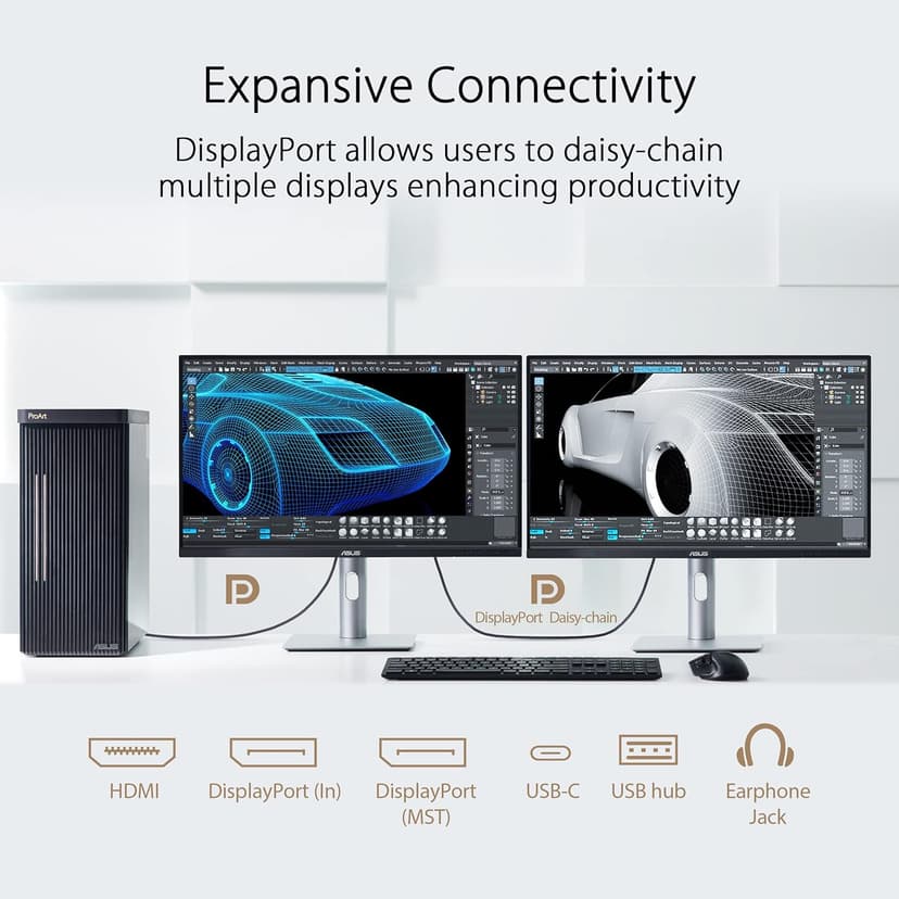 ASUS ProArt Display 27” 4K HDR Professional Monitor (PA279CRV) - IPS, UHD (3840 x 2160), 99% DCI-P3/Adobe RGB, ΔE < 2, Calman Verified, USB-C PD 96W, DisplayPort, Daisy-Chain, Ergonomic, 3yr Warranty