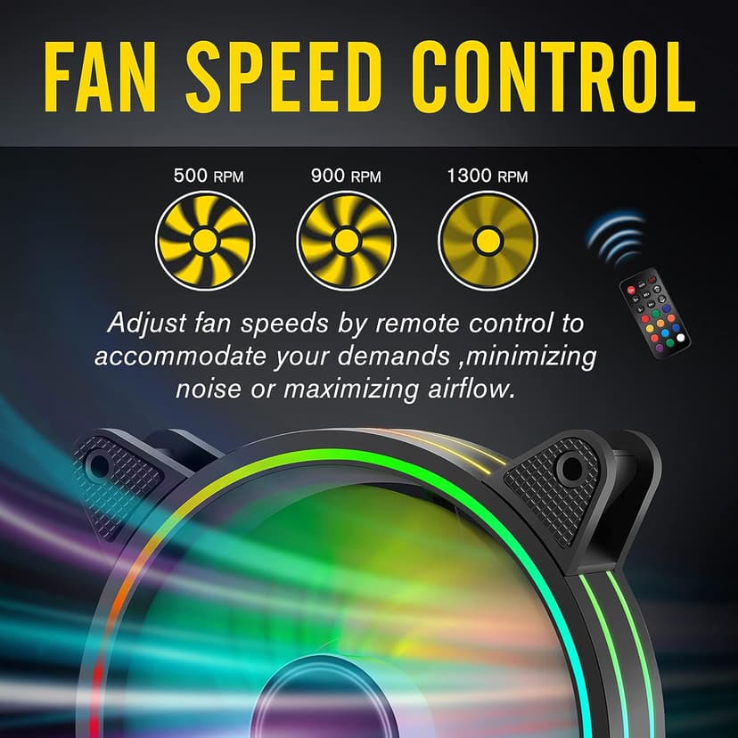 EZDIY-FAB Moonlight 120mm RGB Case Fan, 6 Pack, ARGB, Aura SYNC, Speed Control, 26.16 CFM, Desktop Compatible