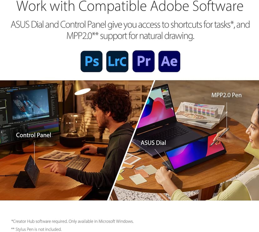 ASUS ProArt Display 14” Portable Touch Screen (PA147CDV) - 32:9 (1920 x 550), IPS, 100% sRGB, Color Accuracy ΔE < 2, Calman Verified, USB-C, Control Panel, MPP2.0 Pen Support, Adobe Suite Shortcut