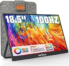 InnoView Portable Monitor 18.5 inch 100HZ 120% sRGB, 1080P FHD IPS Large Portable Monitors for Laptop USB C HDMI HDR Travel Monitor with Kickstand Mac PC Xbox PS4/5 Switch