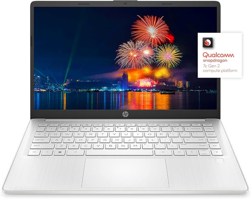 HP 14 Laptop, Qualcomm Snapdragon 7c Processor, 8 GB RAM, 128 GB eMMC, 14-inch Full HD Touchscreen, Windows 11 Home, Thin & Portable, Long Battery Life, Wi-Fi 5 & Bluetooth 5 Combo (14-ed0010nr, 2021)