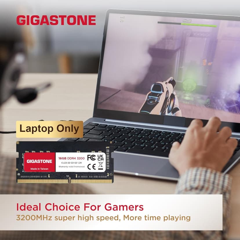 【DDR4 RAM Laptop Only】 GIGASTONE 32GB Kit (2x16GB) DDR4 3200MHz (2933MHz or 2666MHz) PC4-25600 (PC4-23400, 21300) CL22 1.2V SODIMM 260 Pin Unbuffered Non ECC High Performance Notebook Memory Upgrade