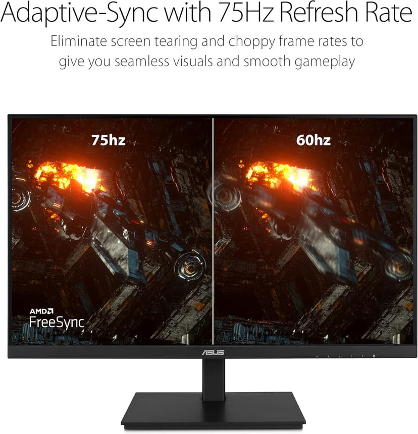 ASUS 23.8”1080P Monitor(VA24DQSB)-Full HD,IPS,75Hz,Speakers Adaptive-Sync Low Blue Light Flicker Free VESA Mountable Frameless, HDMI DisplayPort, VGA, USB hub Height Adjustable, BLACK,12.8"x21.3"x2.1"
