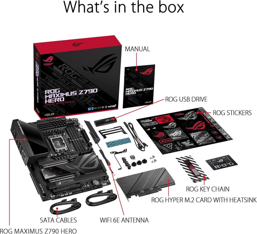 ASUS ROG Maximus Z790 Hero WiFi6E LGA 1700(Intel 14th,13th&12th Gen) ATX gaming motherboard(PCIe 5.0,DDR5,20+1power stages,2.5Gb LAN, Bluetooth V5.2,2x Thunderbolt 4 ports,5xM.2, Thunderbolt 4/USB4 )
