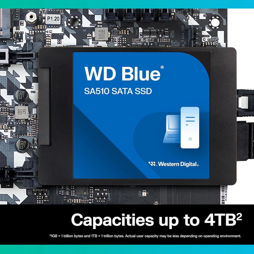 Western Digital 500GB WD Blue SA510 SATA Internal Solid State Drive SSD - SATA III 6 Gb/s, 2.5"/7mm, Up to 560 MB/s - WDS500G3B0A