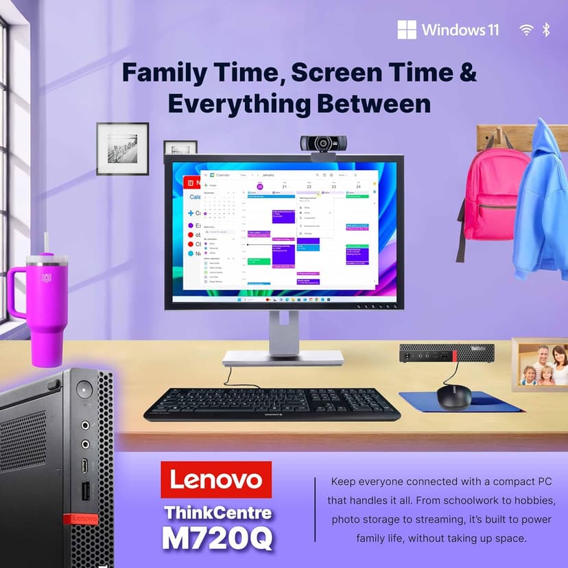 Lenovo M720Q ThinkCentre Mini PC | Windows 11 Pro | Intel i5-8400T | 8GB RAM + 250GB NVME | 5G WiFi + BT | Home or Office Micro Desktop Computer (Renewed)