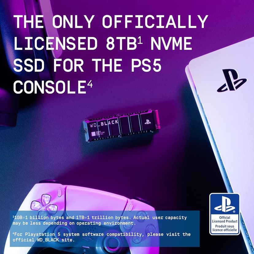 WD_BLACK 8TB SN850P NVMe M.2 SSD Officially Licensed Storage Expansion for PS5 Consoles, up to 7200MB/s, with heatsink - WDBBYV0080BNC-WRSN