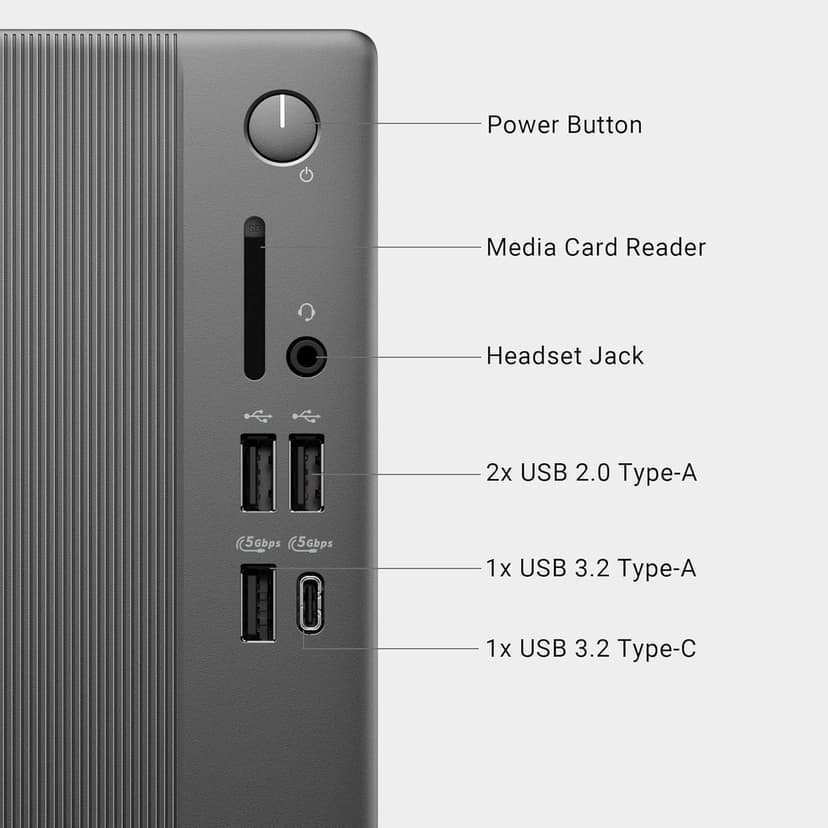 Dell Slim Desktop ECS1250 - Intel Core Ultra 5-225 Processor, Intel UHD Graphics, 16GB DDR5 5600MT/s Memory, 512GB M.2 SSD, 3.0 SD Card Reader, Wired Keyboard and Mouse, Basic Onsite Service