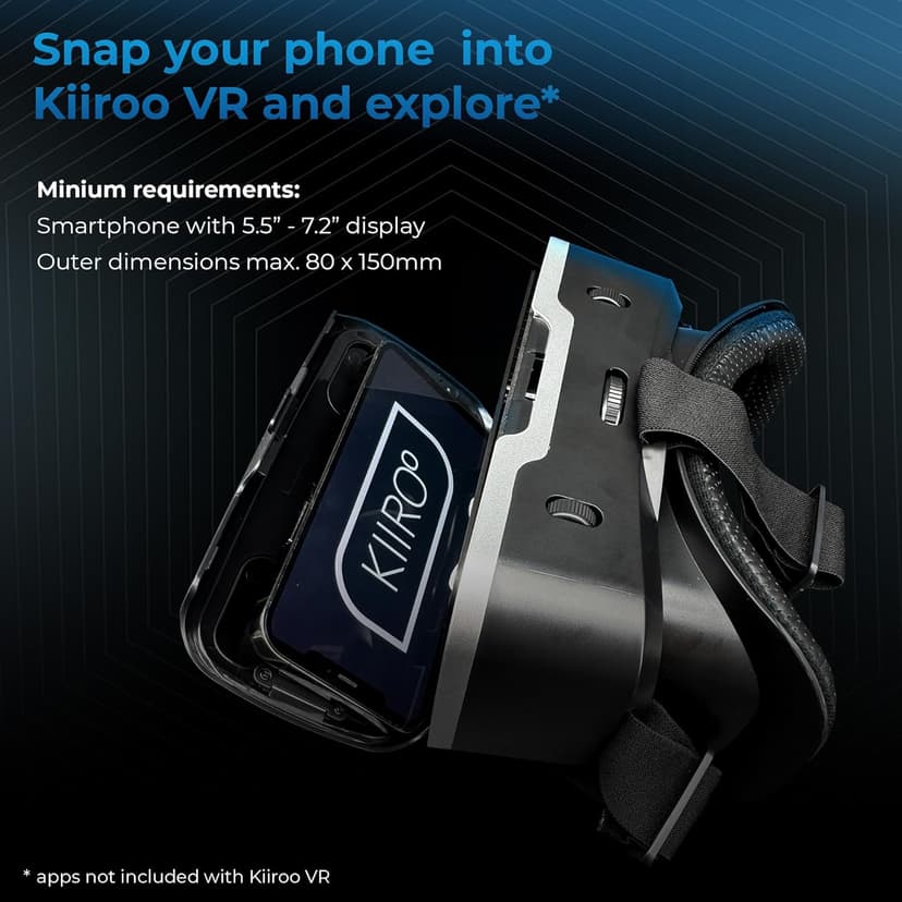 VR Headset for Phone - Optimized for VR Content - for iPhone, Android & Windows - Fits 5.5"-7.2" Devices - Glasses-Friendly - 40mm HD Resin Aspherical Lens - Adjustable IPD & Fixed Focus