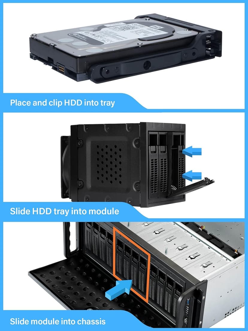 Rosewill 4U Server Chassis Hot Swap HDD 12 Bay Rack Mount Server Case, Support 12x 3.5 HDD Bays E-ATX Board, Rackmount Server Case Include Front 3X 120mm Fans Rear 2X 80mm Fans, 25" Deep RSV-L4412U