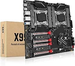 X99 Dual CPU Motherboard LGA 2011-3 Server Motherboard for Intel i7 5th/6th Gen Xeon E5 V3/V4 Series (E-ATX, 8*DDR4 ECC Max 256G, 2*NVME M.2, 2*Gb LAN, SATA 3.0, PCIe 3.0)