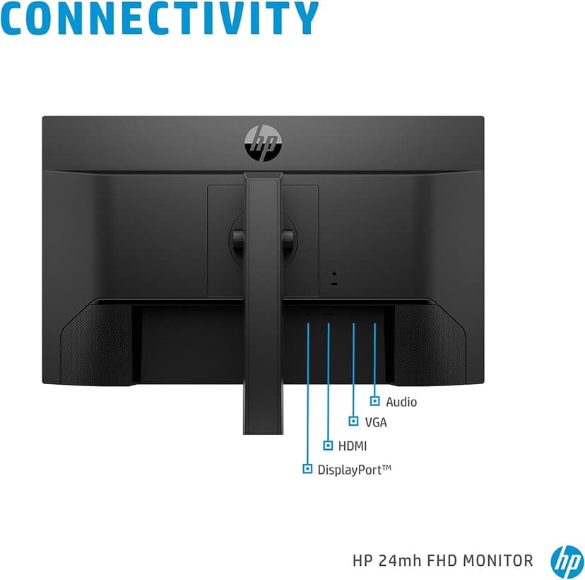HP 24mh FHD Computer Monitor with 23.8-Inch IPS Display (1080p) - Built-In Speakers and VESA Mounting - Height/Tilt Adjustment for Ergonomic Viewing - HDMI and DisplayPort - (1D0J9AA#ABA)