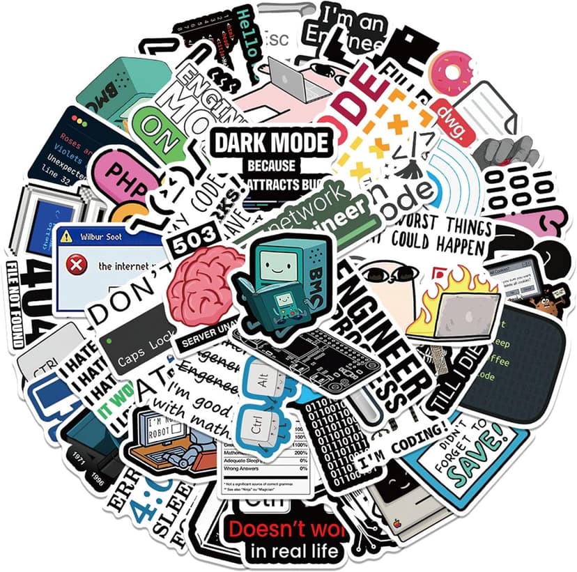 50PCS Programming Stickers Gifts for Developers Programmers Hackers Engineers, Icicrim Program Stickers for Laptop Computer Water Bottles Luggage Vinyl Waterproof Decals