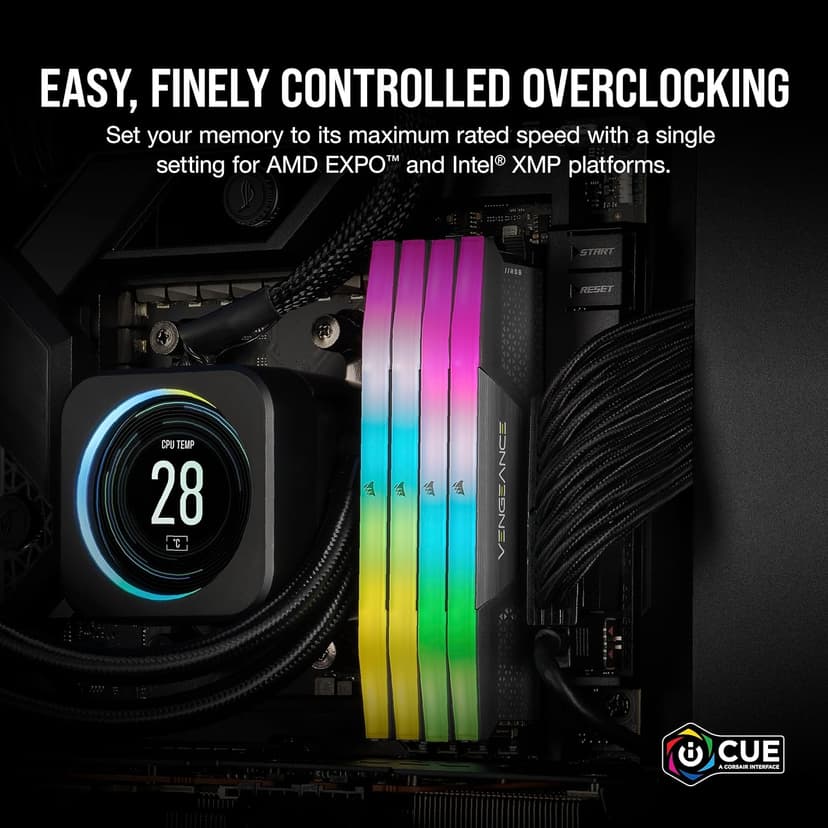CORSAIR Vengeance RGB DDR5 RAM 64GB (2x32GB) 6000MHz CL38-44-44-96 1.35V AMD Expo Intel XMP 3.0 Desktop Computer Memory – Gray (CMH64GX5M2B6000Z38)