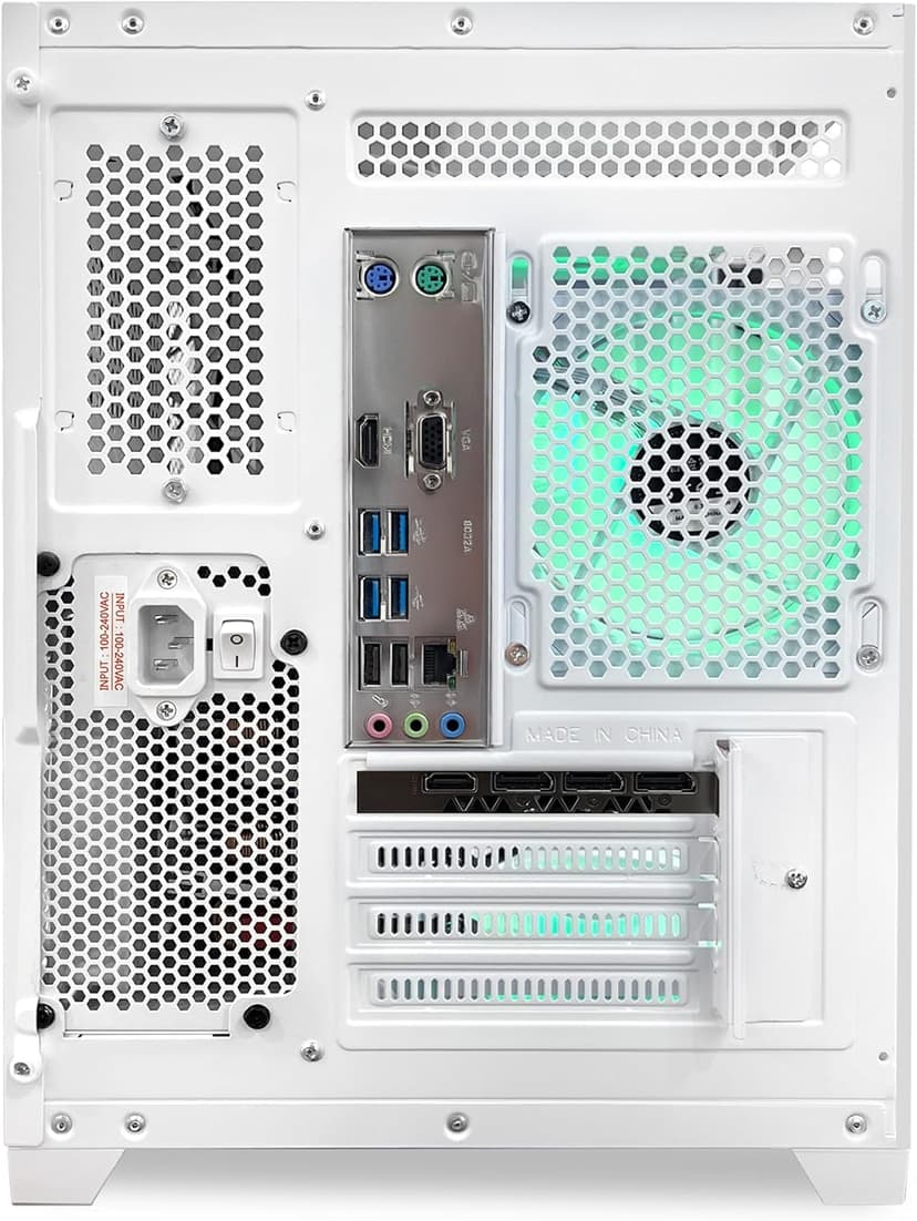 Panorama Gaming PC Desktop Computer - AMD Ryzen 7 5700G 3.8 GHz, RTX 4060 8GB, 32GB DDR4 RAM 3200, 1TB M.2 PCIE + 1TB SATA SSD, 650W PSU, 240mm AIO, Windows 11 Pro 64-bit, White
