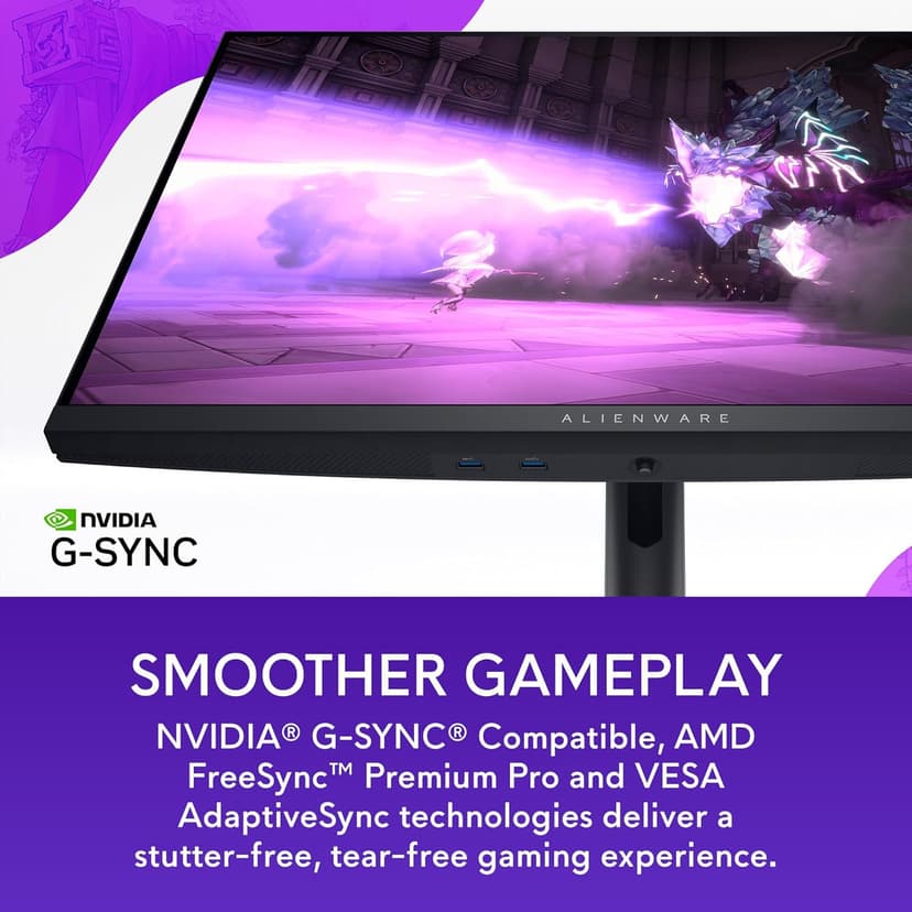 Alienware AW2724DM Gaming Monitor - 27" QHD (2560 x 1440) 180Hz w Overclock, AMD FreeSync Premium Pro, NVIDIA G-SYNC, VESA Display - Black,Black/Silver