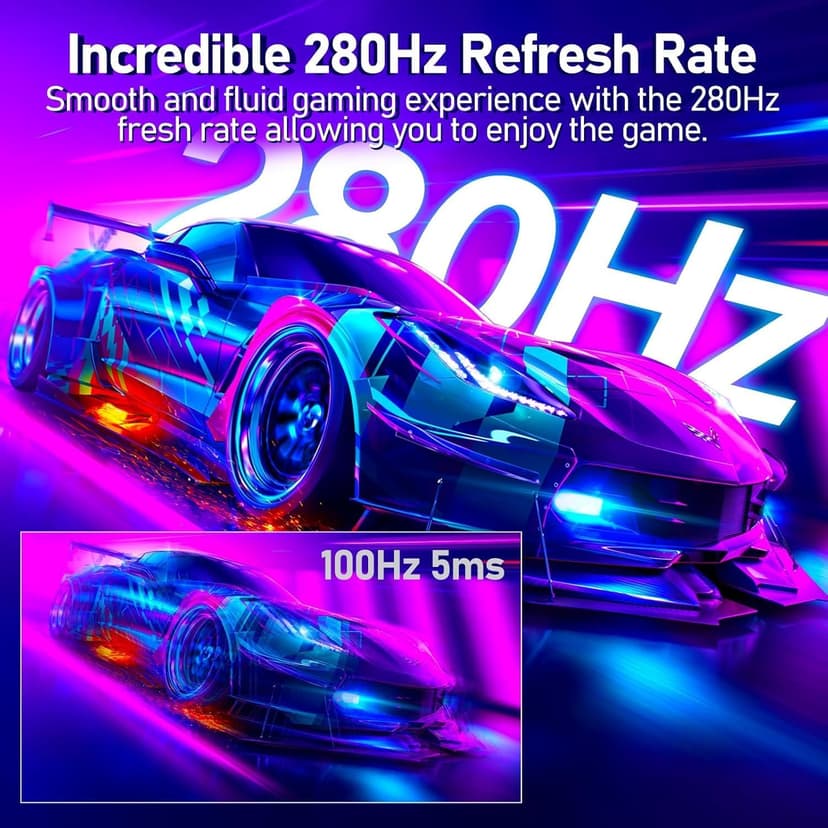 ZZA 27" Curved Gaming Monitor, Support 240Hz，Up to 280Hz, FHD 1920x1080, Three Narrow bezels,Computer Monitor FreeSync Premium - Ultimate Gaming Experience