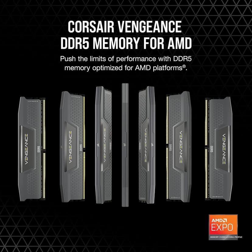 Corsair VENGEANCE DDR5 64GB (2x32GB) DDR5 6000MHz CL30 AMD EXPO Intel XMP iCUE Compatible Computer Memory – Gray (CMK64GX5M2B6000Z30)