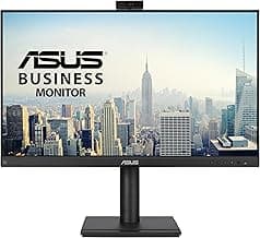 ASUS 27” 1080P Video Conferencing Monitor (BE279QFK) - Full HD, IPS, 100Hz, Frameless, Built-in Webcam, Mic Array, Speaker, Height Adjustable, Ergonomic Design, Eye Care, Wall Mountable, 3 yr warranty