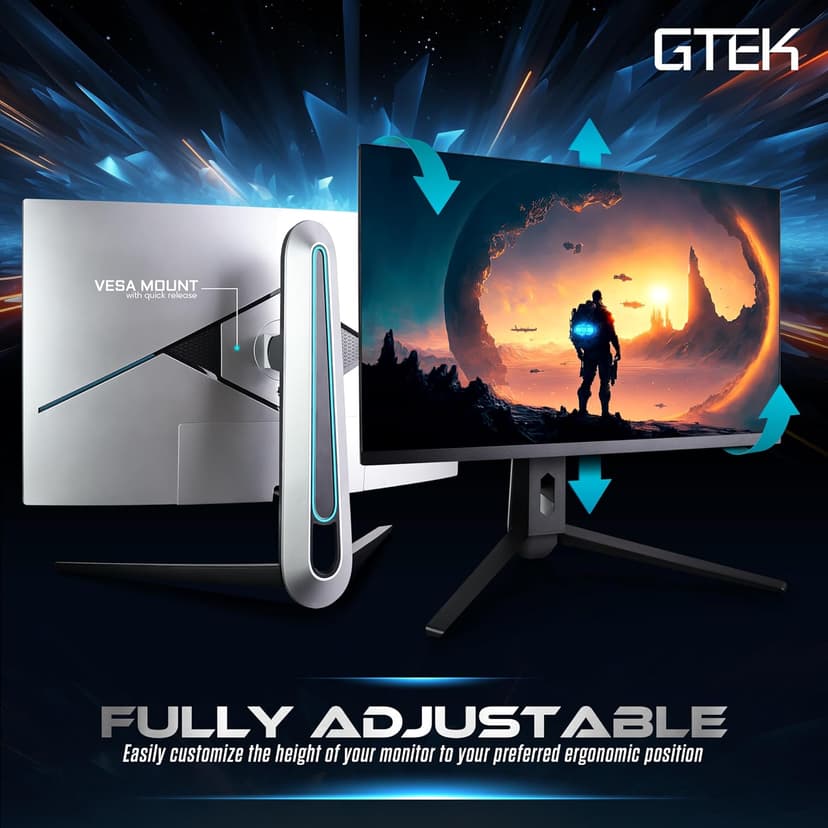 GTek 240Hz 2K Gaming Monitor, 27 Inch Display Full WQHD 2560 x 1440P, Extreme Low Motion Blur, Fast IPS 1ms MPRT, DisplayPort/HDMI, VESA - Q2740P