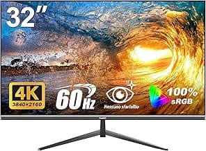 32 Inch 4K UHD Computer Monitor, Ultra-Clear (3840×2160p) Screen, 100% sRGB,178° Viewing Angle, HDMI、Display Port, Compatible with Wall mounting 100 * 100MM - Black