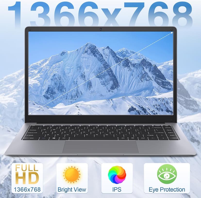 14 Inch Laptop-Computer, Intel Celeron N3350 (Up to 2.4GHz), 6GB LPDDR4 RAM 320GB Storage, WI-FI 5, BT5.0, HD Camera, 34Wh Battery, Windows 10 Laptop for Home & Study, Lightweight