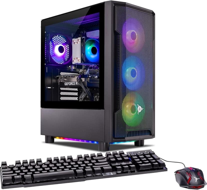 Skytech Gaming Shadow Desktop PC, Ryzen 7 7700X 4.5 GHz (5.4GHz Turbo), NVIDIA RTX 5060, 1TB Gen4 NVMe SSD, 32GB DDR5 RAM 5600 RGB, 650W Gold PSU, Wi-Fi, Win 11
